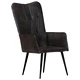 Wingback стол, черен, естествена кожа