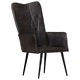 Wingback стол, черен, естествена кожа