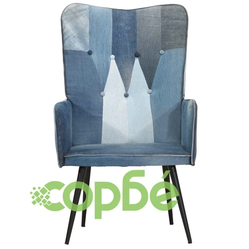 Wingback стол, пачуърк деним, канава ➤ топ цена ➤ sorbe.bg