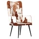 Wingback стол с косъм, кафяво и бяло, естествена кожа