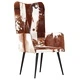 Wingback стол с косъм, кафяво и бяло, естествена кожа
