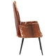 Wingback стол с косъм, кафяво и бяло, естествена кожа