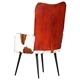 Wingback стол с косъм, кафяво и бяло, естествена кожа