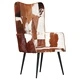 Wingback стол с косъм, кафяво и бяло, естествена кожа