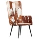 Wingback стол с косъм, кафяво и бяло, естествена кожа