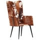 Wingback стол с косъм, кафяво и бяло, естествена кожа