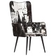Wingback стол с косъм, черно и бяло, естествена кожа