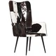 Wingback стол с косъм, черно и бяло, естествена кожа