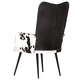 Wingback стол с косъм, черно и бяло, естествена кожа