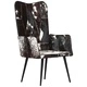 Wingback стол с косъм, черно и бяло, естествена кожа