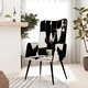 Wingback стол с косъм, черно и бяло, естествена кожа
