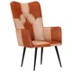Wingback стол, кафяво и кремаво, естествена кожа
