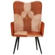 Wingback стол, кафяво и кремаво, естествена кожа