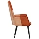 Wingback стол, кафяво и кремаво, естествена кожа