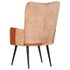 Wingback стол, кафяво и кремаво, естествена кожа
