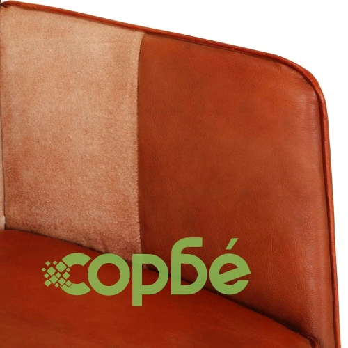 Wingback стол, кафяво и кремаво, естествена кожа ➤ топ цена ➤ sorbe.bg