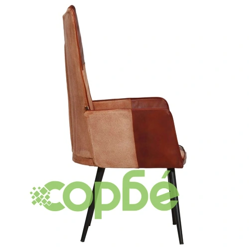 Wingback стол, кафяв, естествена кожа ➤ топ цена ➤ sorbe.bg