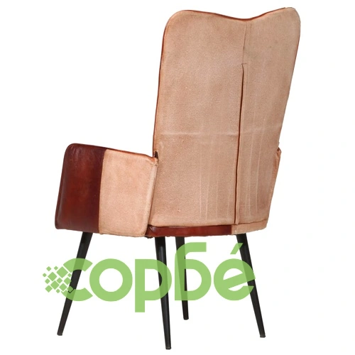 Wingback стол, кафяв, естествена кожа ➤ топ цена ➤ sorbe.bg