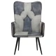 Wingback стол, сив, естествена кожа