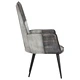 Wingback стол, сив, естествена кожа
