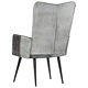 Wingback стол, сив, естествена кожа