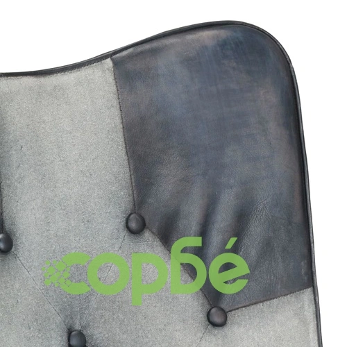 Wingback стол, сив, естествена кожа ➤ топ цена ➤ sorbe.bg