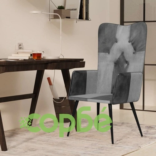 Wingback стол, сив, естествена кожа ➤ топ цена ➤ sorbe.bg