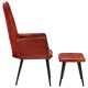 Wingback стол с табуретка, кафяв, естествена кожа