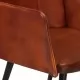 Wingback стол с табуретка, кафяв, естествена кожа