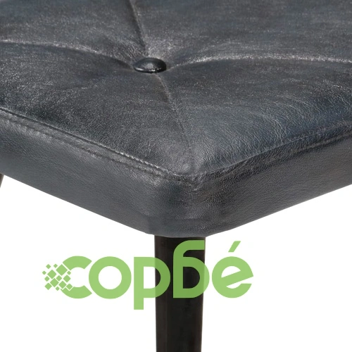 Wingback стол с табуретка, сив, естествена кожа ➤ топ цена ➤ sorbe.bg
