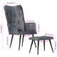 Wingback стол с табуретка, сив, естествена кожа