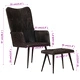 Wingback стол с табуретка, черен, естествена кожа