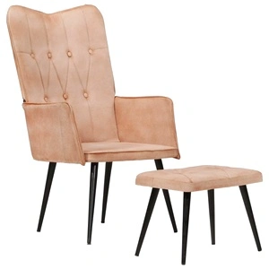 Wingback стол с табуретка, кремав, канава