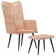 Wingback стол с табуретка, кремав, канава