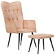Wingback стол с табуретка, кремав, канава