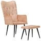 Wingback стол с табуретка, кремав, канава