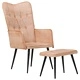Wingback стол с табуретка, кремав, канава