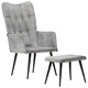 Wingback стол с табуретка, сив, винтидж, канава