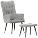 Wingback стол с табуретка, сив, винтидж, канава