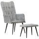 Wingback стол с табуретка, сив, винтидж, канава