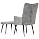 Wingback стол с табуретка, сив, винтидж, канава
