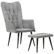 Wingback стол с табуретка, сив, винтидж, канава