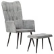 Wingback стол с табуретка, сив, винтидж, канава