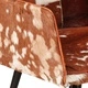 Wingback стол с табуретка, кафяв, естествена кожа
