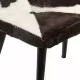 Wingback стол с табуретка, черен, естествена кожа