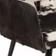 Wingback стол с табуретка, черен, естествена кожа