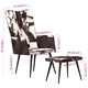 Wingback стол с табуретка, черен, естествена кожа
