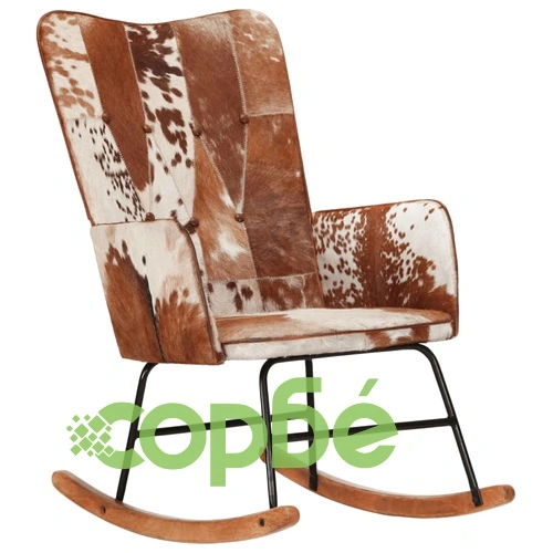 Люлеещ стол, кафяв, естествена кожа ➤ топ цена ➤ sorbe.bg