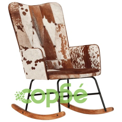 Люлеещ стол, кафяв, естествена кожа ➤ топ цена ➤ sorbe.bg