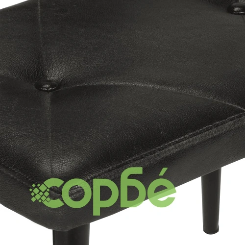 Люлеещ се стол с табуретка, черен, естествена кожа ➤ топ цена ➤ sorbe.bg